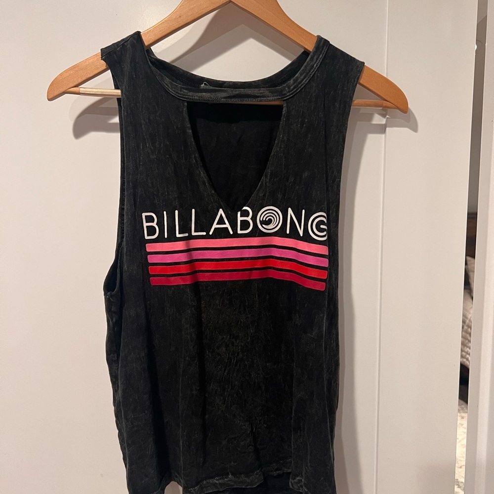 Billabong Black and Pink Muscle Tee